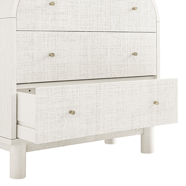 Maude Chest of 3 Drawers, Washed White Ash with Raffia