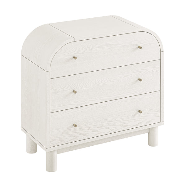 Maude Chest of 3 Drawers, Washed White Ash