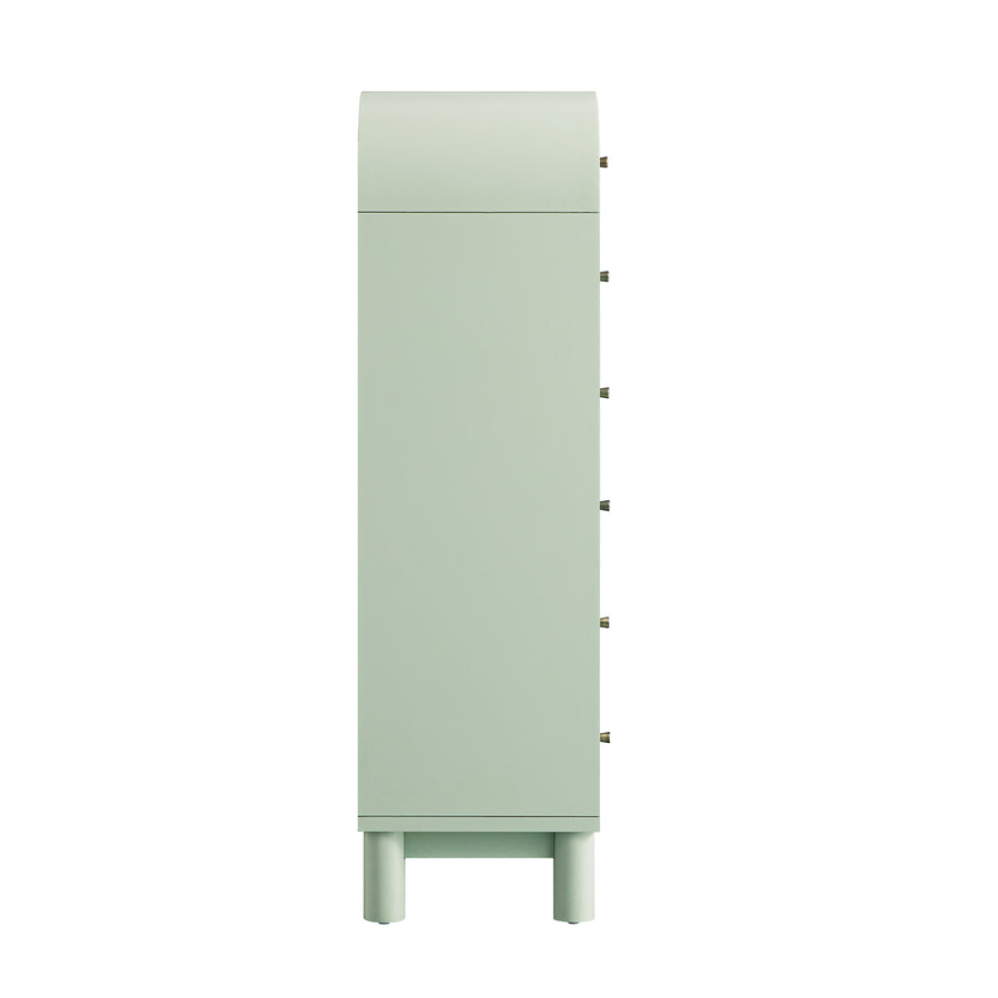 Maude Tall Chest, Muted Pistachio Ash with Raffia