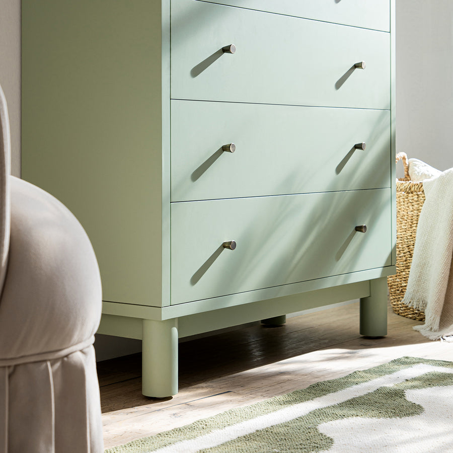Maude Tall Chest, Muted Pistachio Ash with Raffia