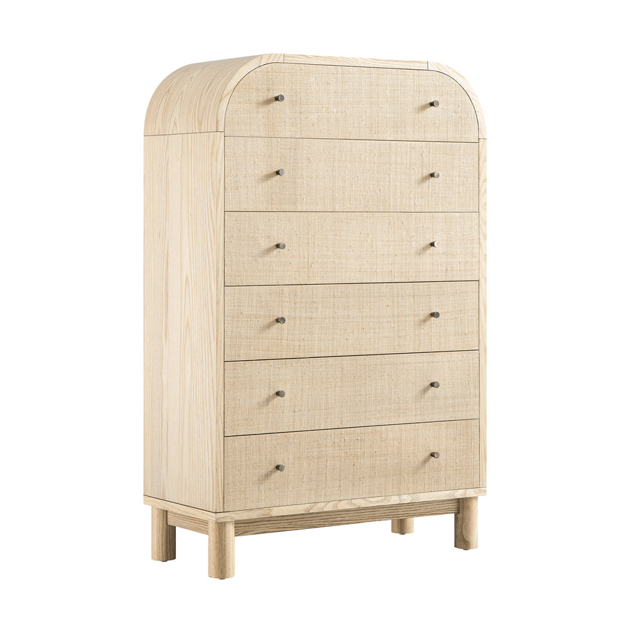 Maude Tall Chest, Natural Ash with Raffia