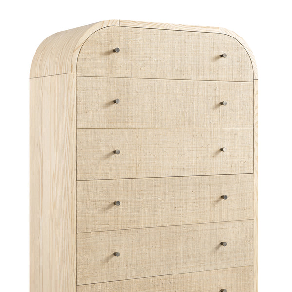 Maude Tall Chest, Natural Ash with Raffia