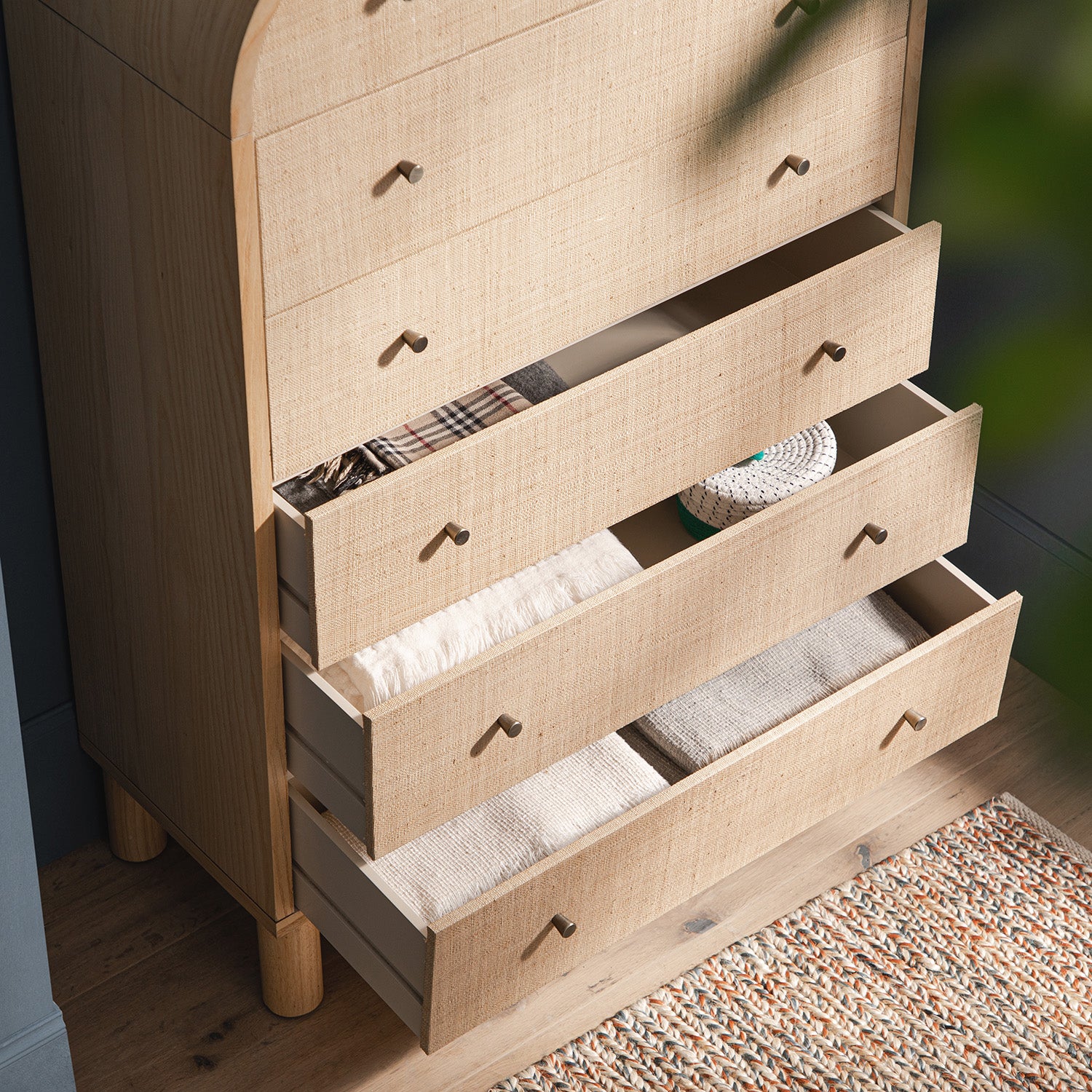 Maude Tall Chest, Natural Ash with Raffia