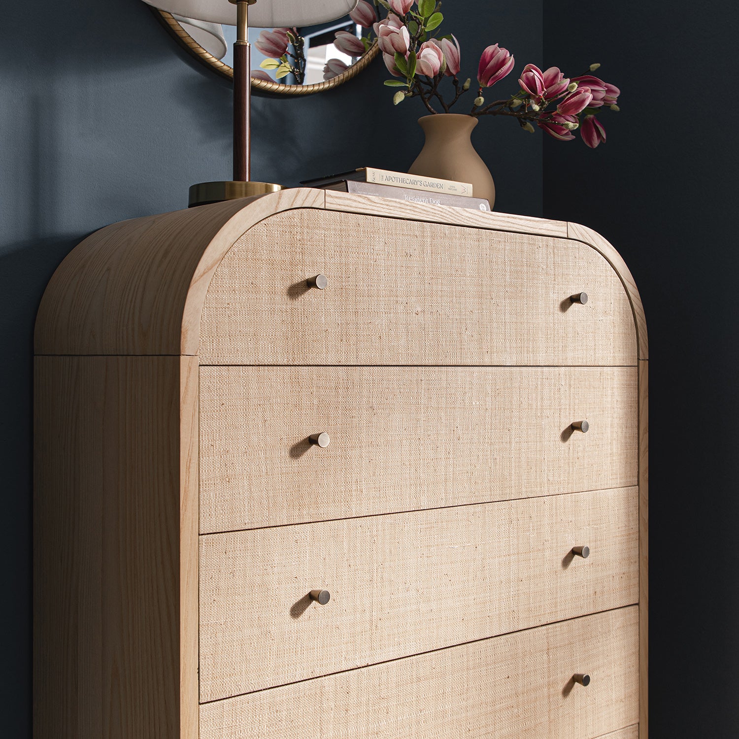 Maude Tall Chest, Natural Ash with Raffia