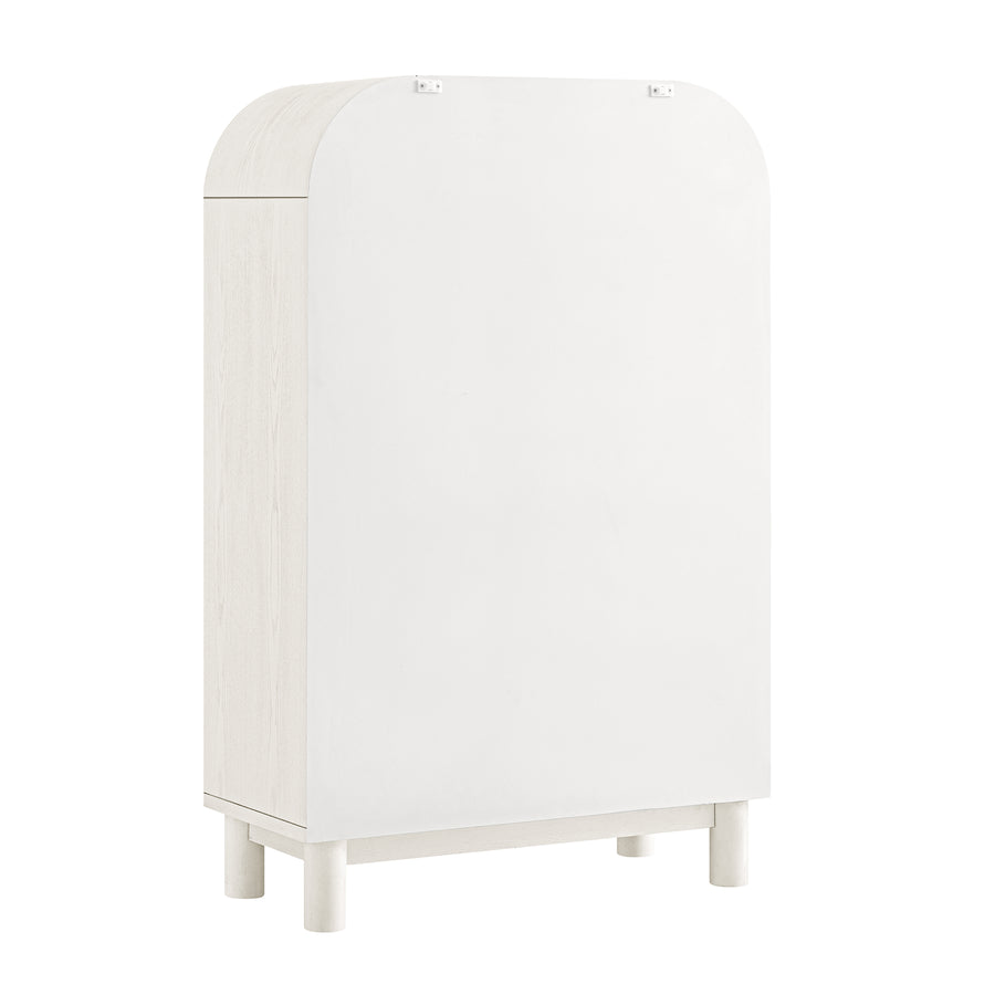Maude Tall Chest, Washed White Ash with Raffia