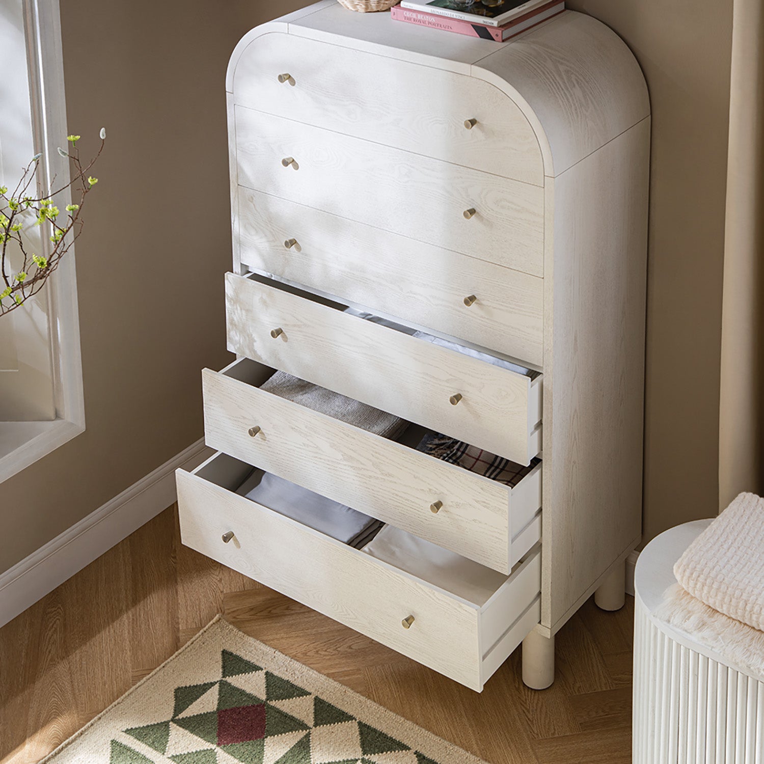 Maude Tall Chest, Washed White Ash