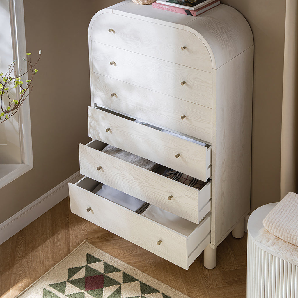 Maude Tall Chest, Washed White Ash | daals