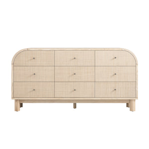 Maude 9 Drawer Chest, Natural Ash with Raffia