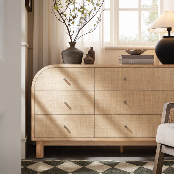 Maude 9 Drawer Chest, Natural Ash with Raffia - daals
