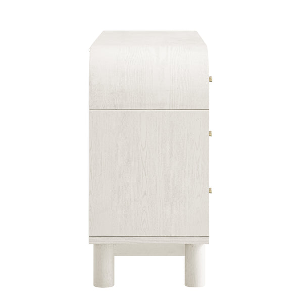 Maude 9 Drawer Chest, Washed White Ash with Raffia