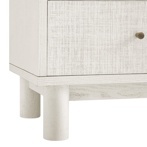 Maude 9 Drawer Chest, Washed White Ash with Raffia