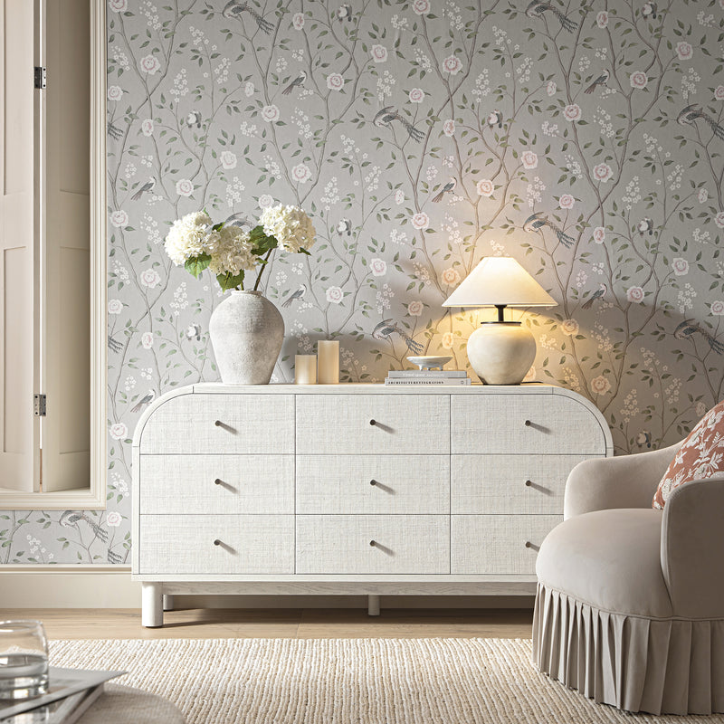 Maude 9 Drawer Chest, Washed White Ash with Raffia