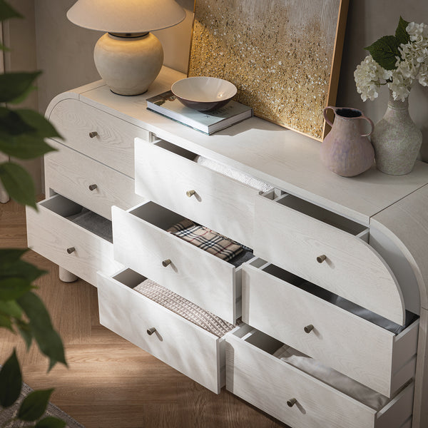Maude 9 Drawer Chest, Washed White Ash