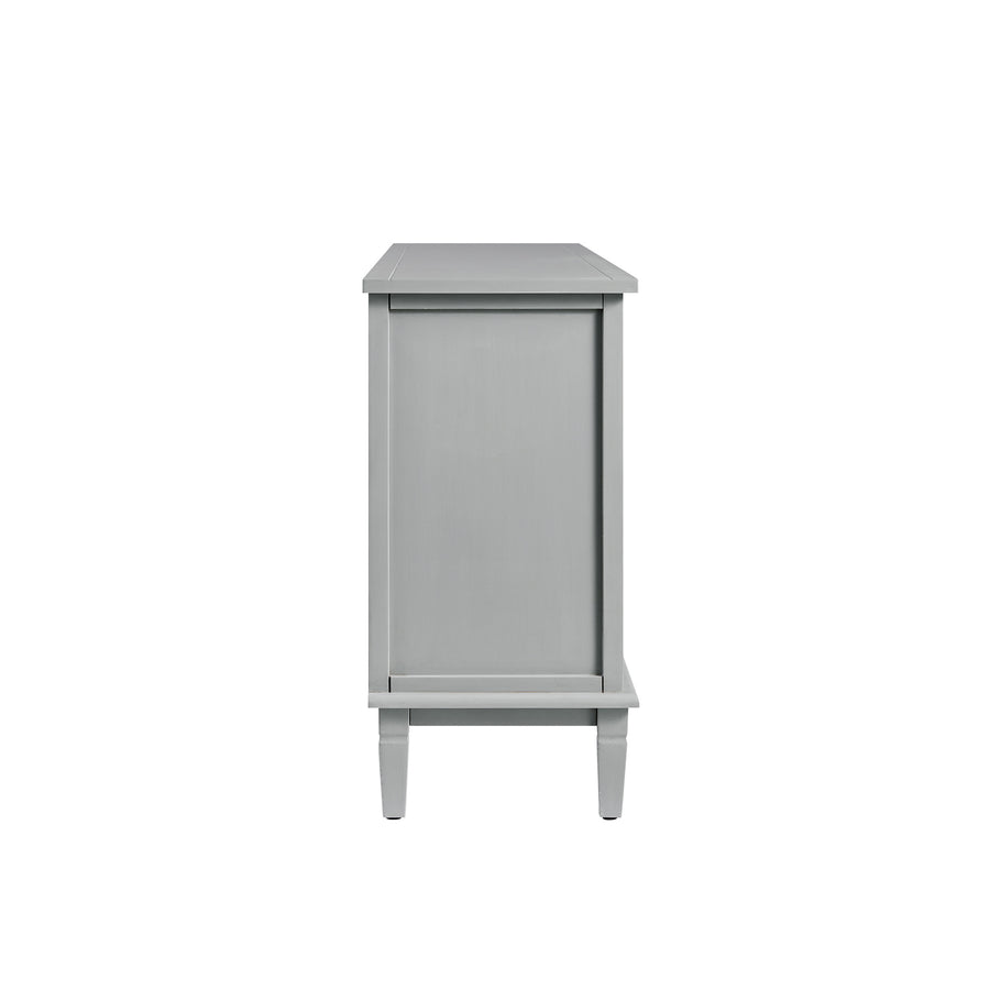 Chantilly Mid Grey Carved Wide 6 Drawer Chest