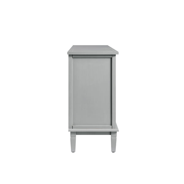 Chantilly Mid Grey Carved Wide 6 Drawer Chest