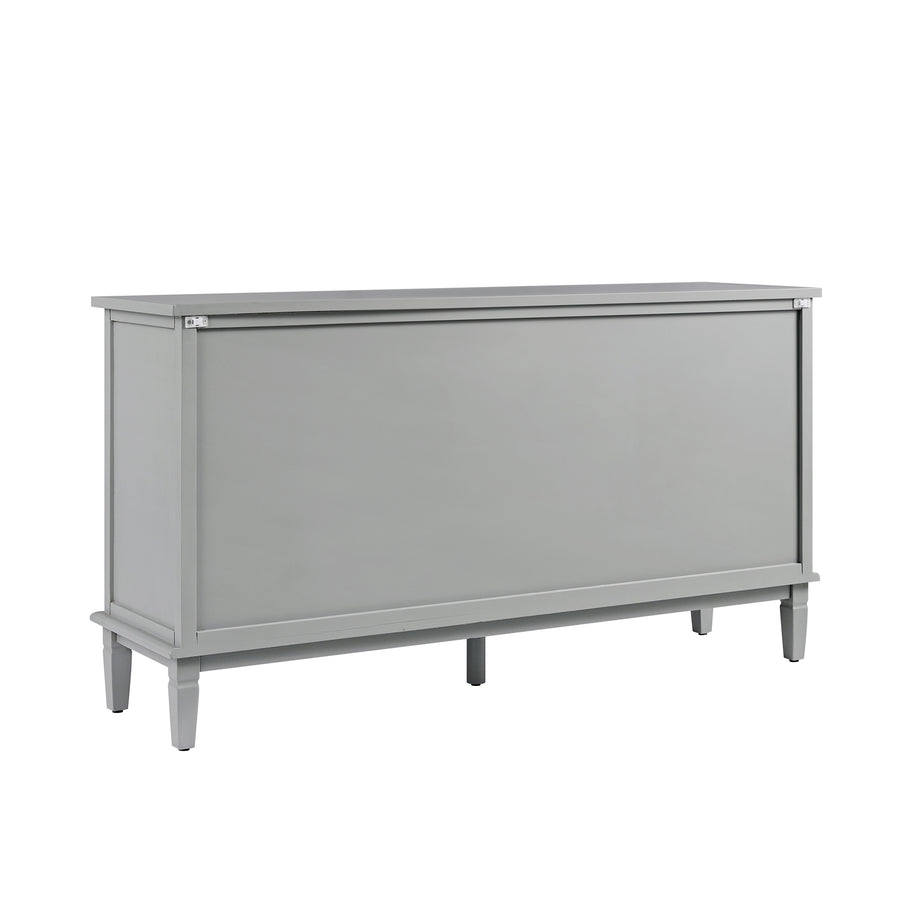 Chantilly Mid Grey Carved Wide 6 Drawer Chest