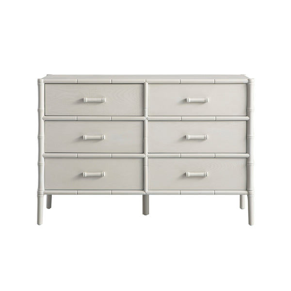 Elstowe Faux Bamboo 6-Drawer Chest, Shaded White