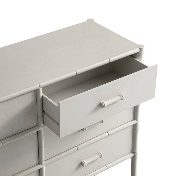 Elstowe Faux Bamboo 6-Drawer Chest, Shaded White