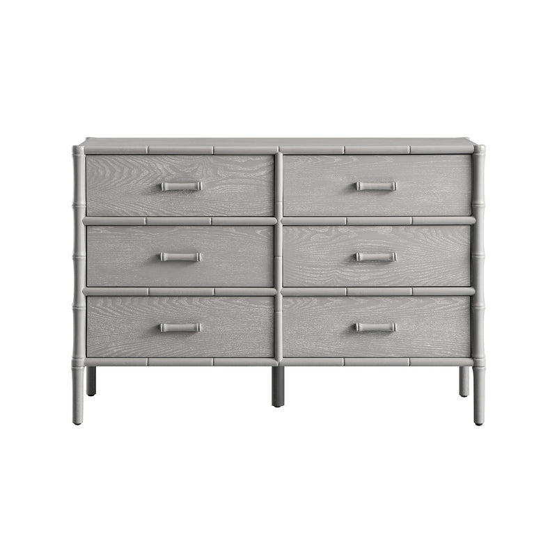 Elstowe Faux Bamboo 6-Drawer Chest, Warm Grey