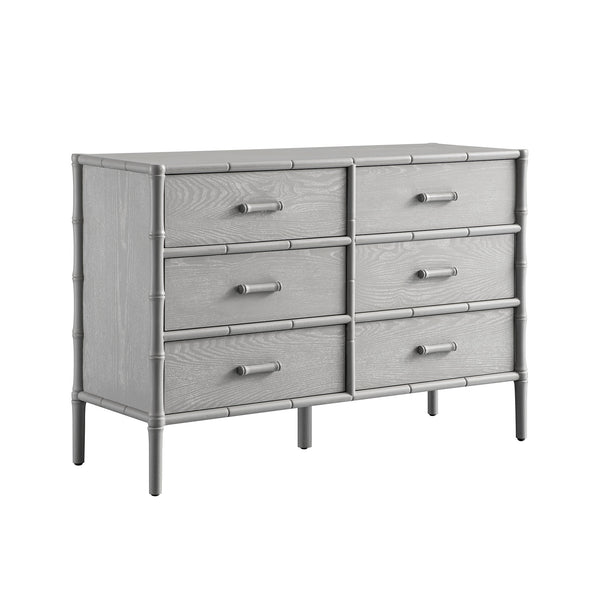 Elstowe Faux Bamboo 6-Drawer Chest, Warm Grey
