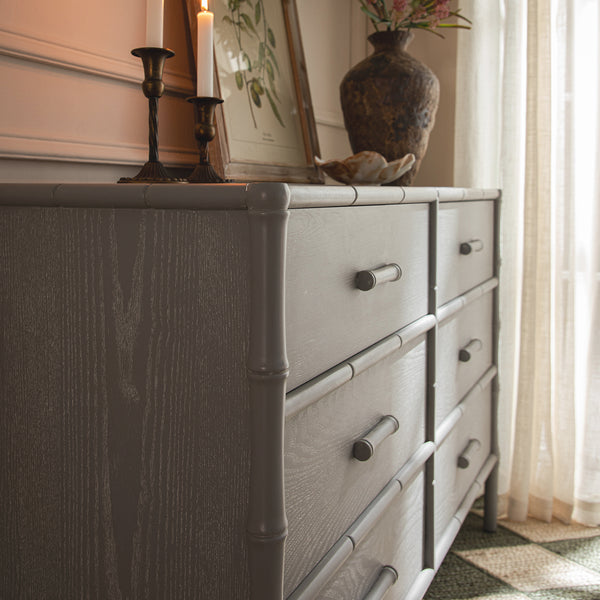 Elstowe Faux Bamboo 6 - Drawer Chest, Warm Grey - daals