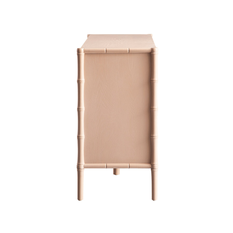 Elstowe Faux Bamboo 6-Drawer Chest, Nude Pink