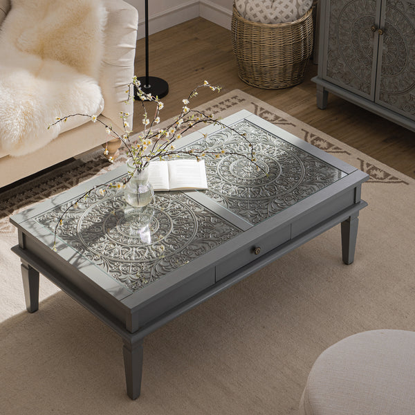 Chantilly Mid Grey Coffee Table with Drawers - daals