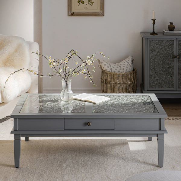 Chantilly Mid Grey Coffee Table with Drawers - daals
