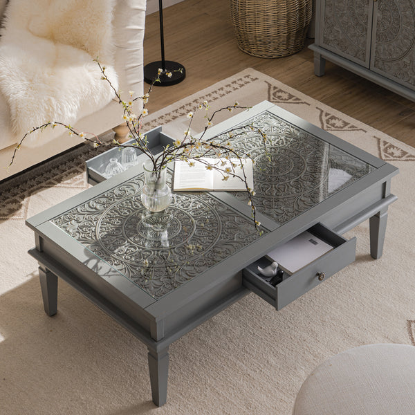 Chantilly Mid Grey Coffee Table with Drawers - daals