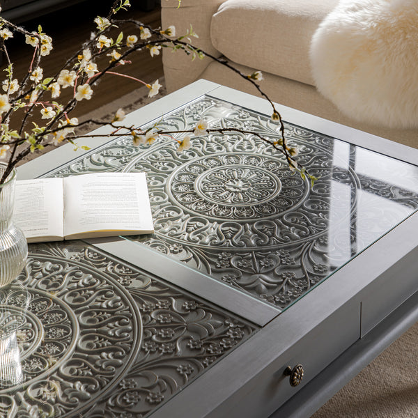 Chantilly Mid Grey Coffee Table with Drawers - daals