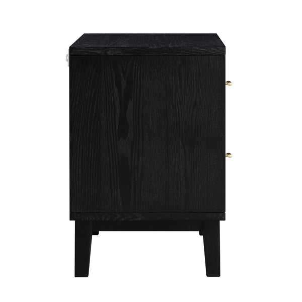 Bianca Chip Carved Bedside Table, Antique Bronze & Black