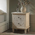Chantilly Whitewashed Carved 2 Drawer Bedside Table - daals