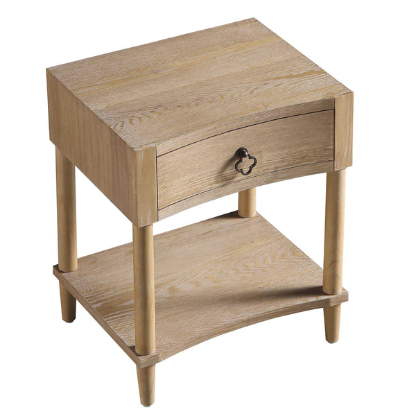 Thalia Concave 1 Drawer Bedside Table, Natural