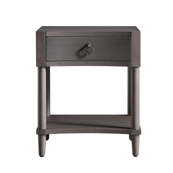 Thalia Concave 1 Drawer Bedside Table, Silver Oak
