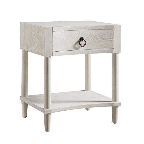 Thalia Concave 1 Drawer Bedside Table, Washed White