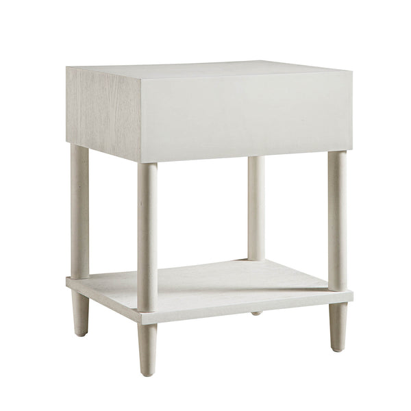 Thalia Concave 1 Drawer Bedside Table, Washed White