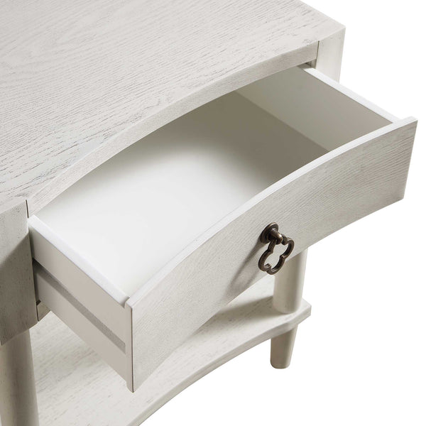 Thalia Concave 1 Drawer Bedside Table, Washed White