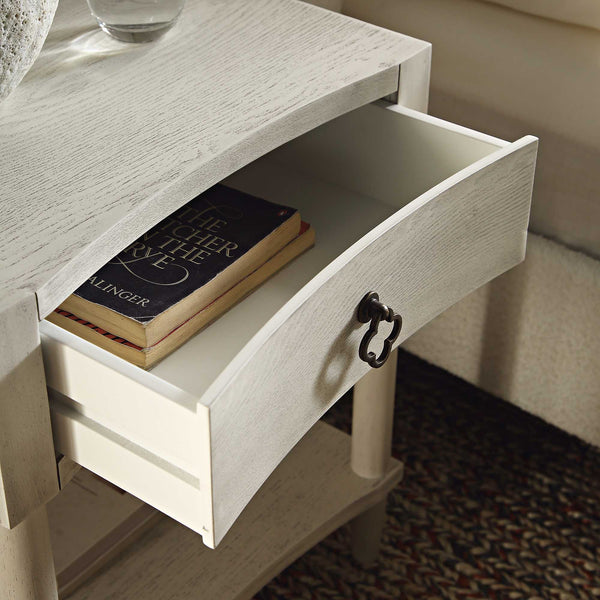 Thalia Concave 1 Drawer Bedside Table, Washed White