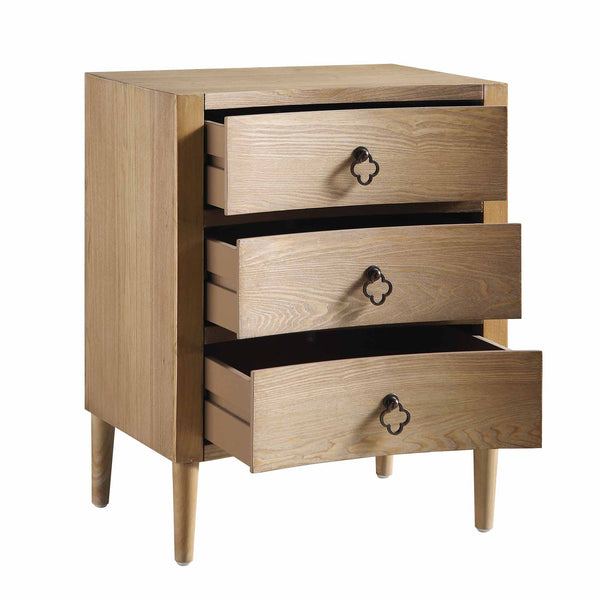 Thalia Concave 3 Drawer Bedside Table, Natural