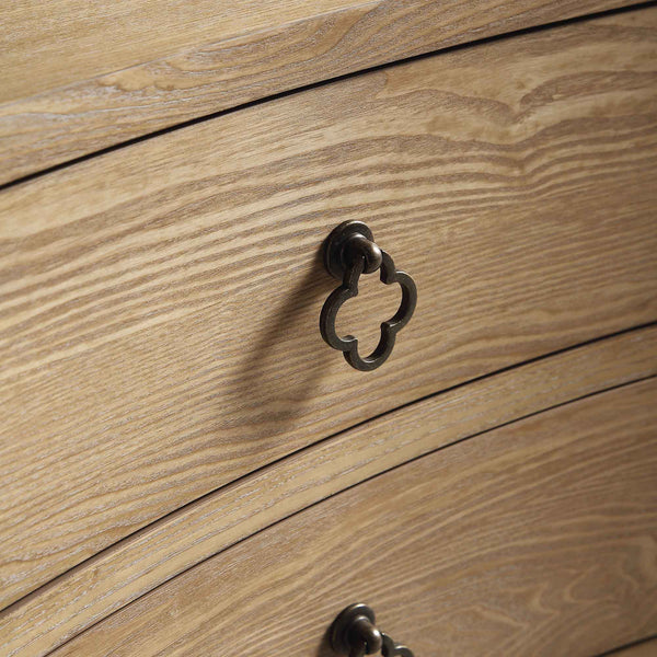 Thalia Concave 3 Drawer Bedside Table, Natural