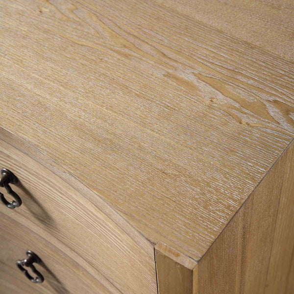 Thalia Concave 3 Drawer Bedside Table, Natural