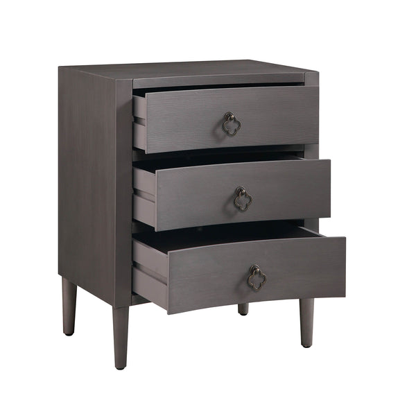 Thalia Concave 3 Drawer Bedside Table, Silver Oak