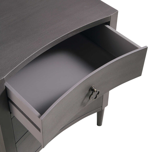 Thalia Concave 3 Drawer Bedside Table, Silver Oak