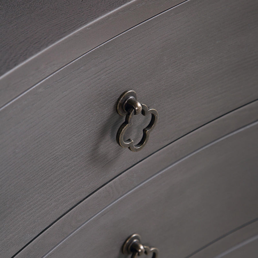 Thalia Concave 3 Drawer Bedside Table, Silver Oak