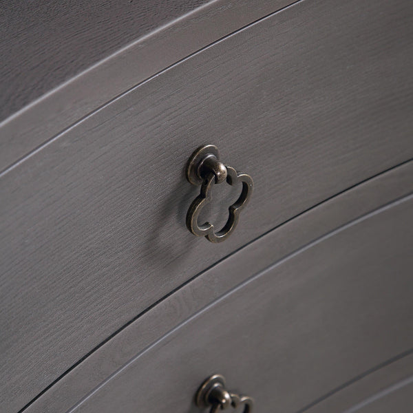 Thalia Concave 3 Drawer Bedside Table, Silver Oak