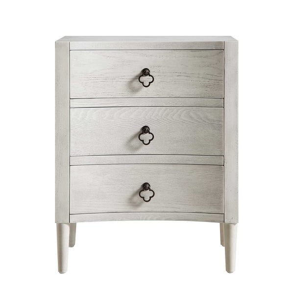 Thalia Concave 3 Drawer Bedside Table, Washed White