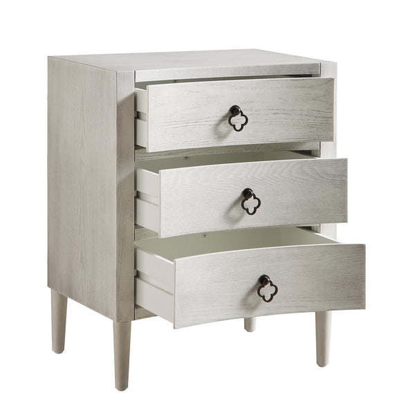 Thalia Concave 3 Drawer Bedside Table, Washed White