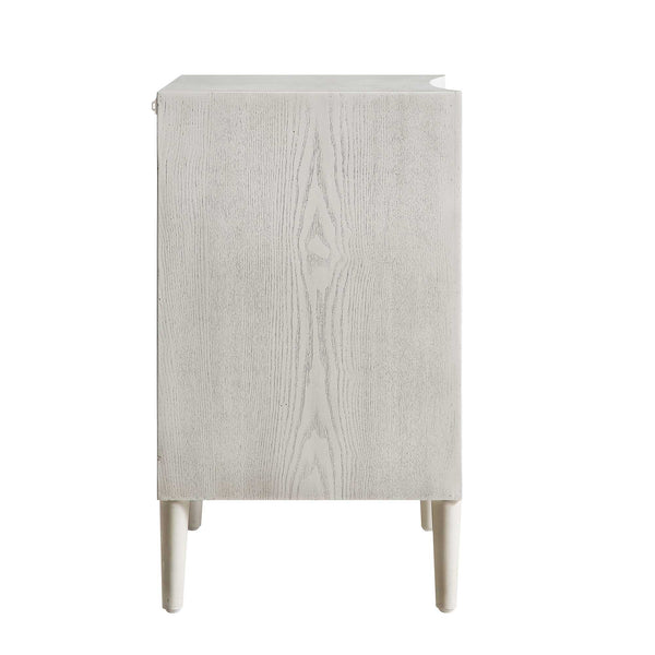 Thalia Concave 3 Drawer Bedside Table, Washed White