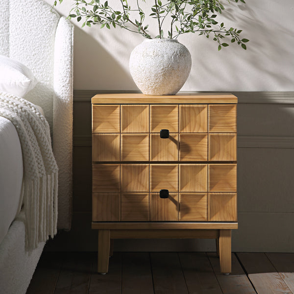 Gibbs 2-Drawer Bedside Table, Natural