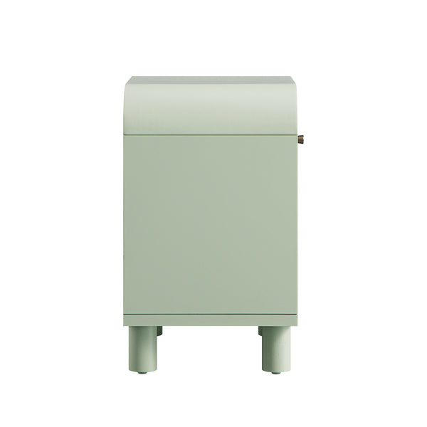 Maude 2 Drawer Bedside Table, Muted Pistachio Ash with Raffia